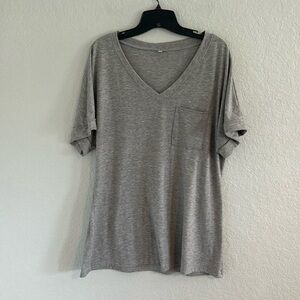 Light Gray V-Neck Pocket Women's Top
